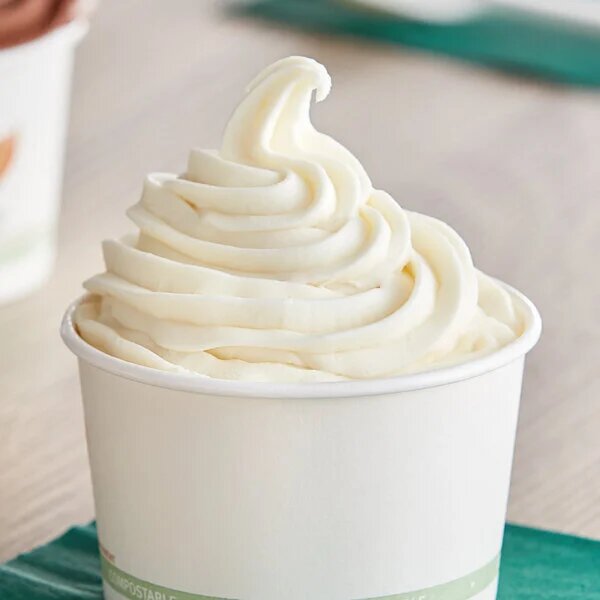 vanilla soft serve ice cream in a cup